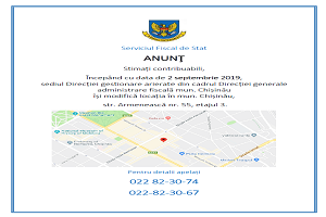 Anunț! Serviciul Fiscal de Stat schimbă sediul Direcției gestionare arierate