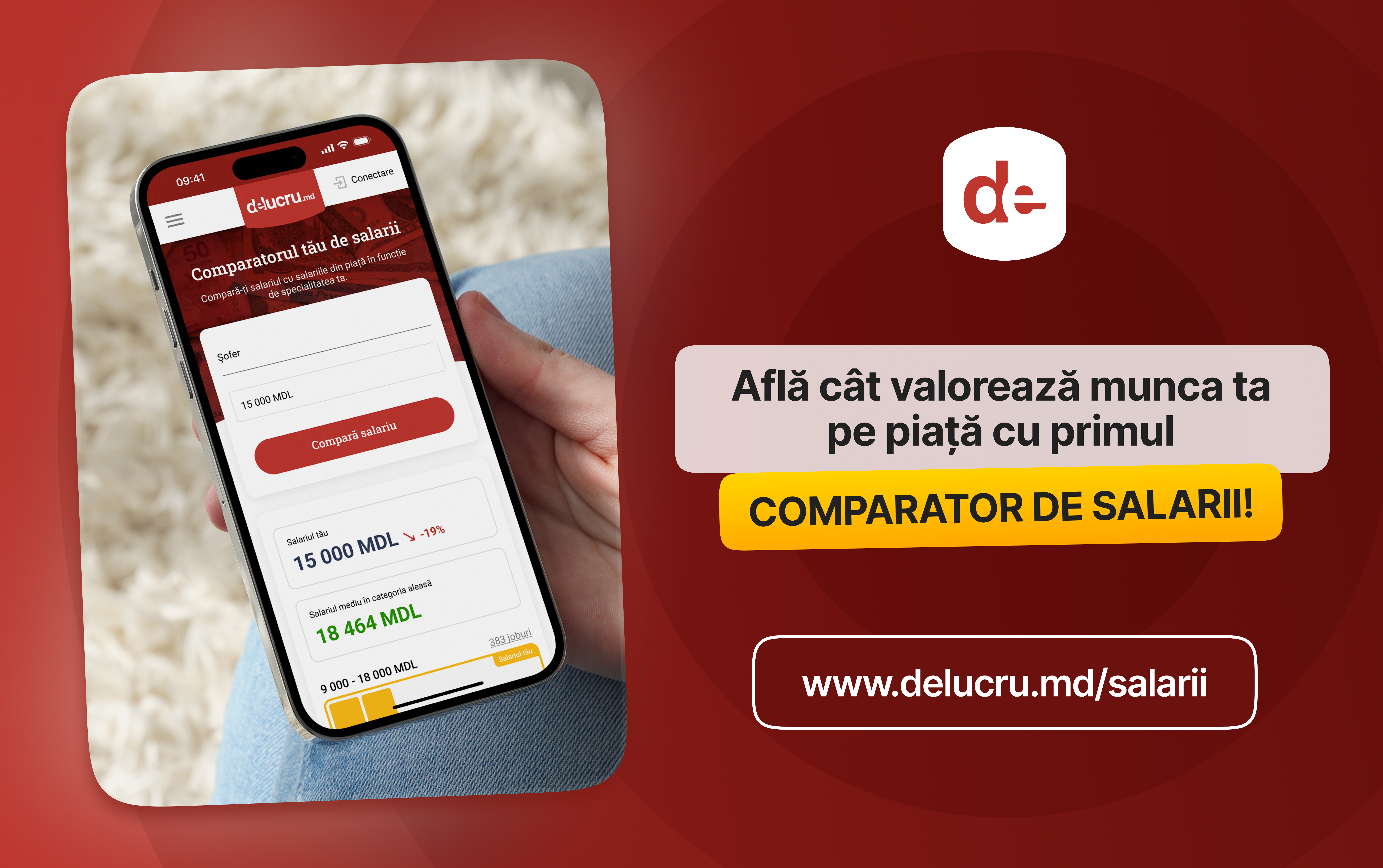 Primul comparator de salarii din Moldova pe delucru.md, care-i ajută pe angajați să-și compare salariu în raport cu media pieței