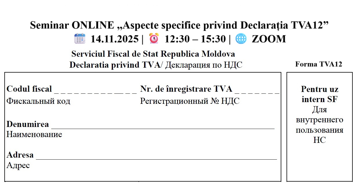 Seminar ONLINE ,,Apecte specifice privind Declarația TVA”