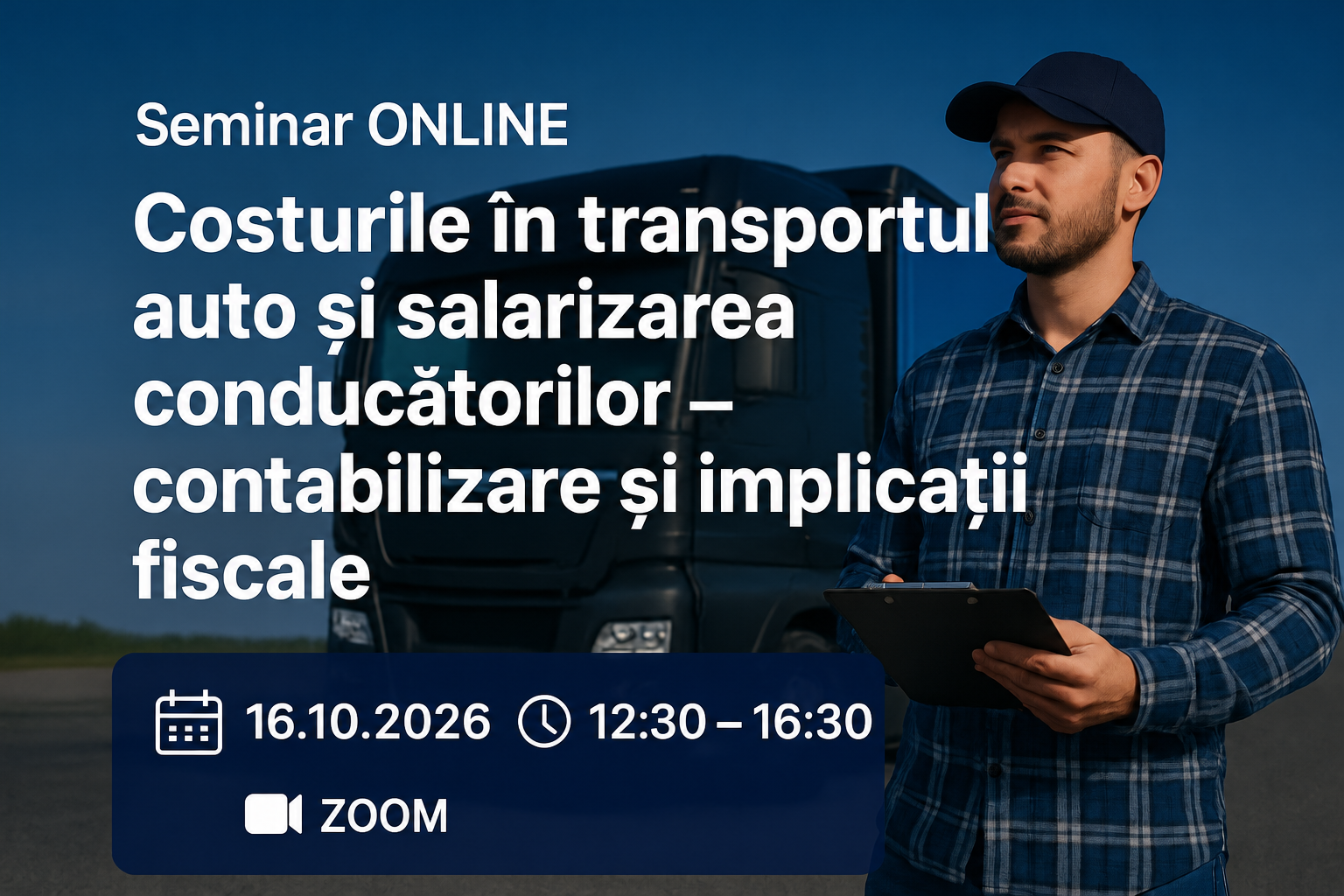 Seminar ONLINE „Costurile în transportul auto și salarizarea conducătorilor (șoferilor)– contabilizare și implicații fiscale”